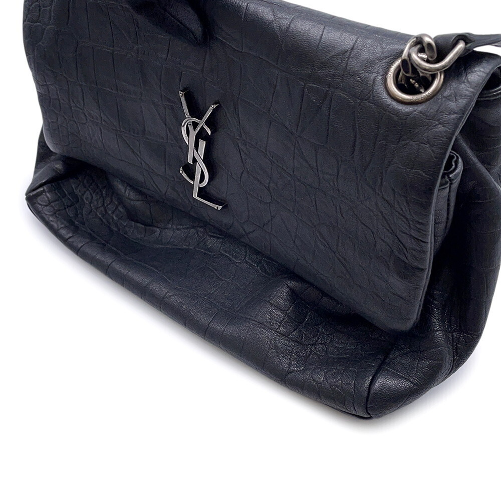 Saint Laurent Paris Shoulder Bag West Hollywood Embossed Leather Black - Picture 8 of 12